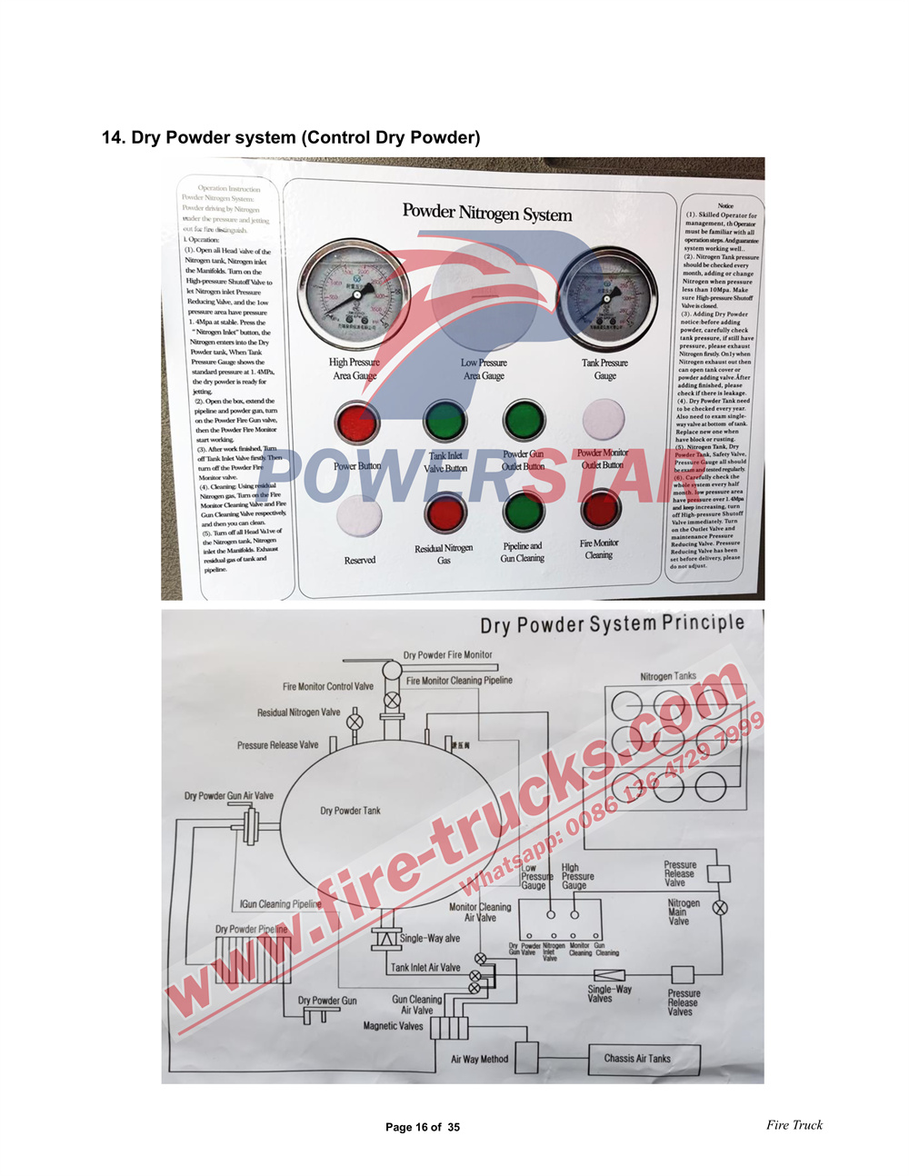 POWERSTAR TRUCKS ISUZU GIGA Water & Foam & Powder Fire Truck Manual