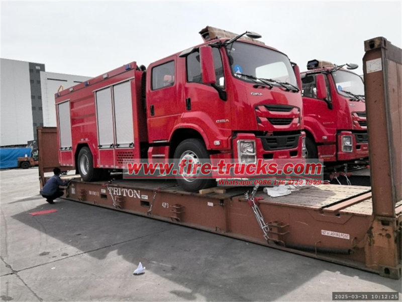 Isuzu fire truck by 40FR container delivery