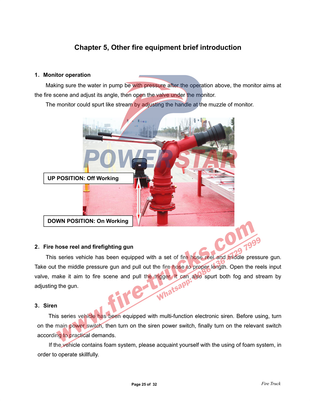 POWERSTAR ISUZU GIGA 6X4 Water Foam Fire Truck Manual