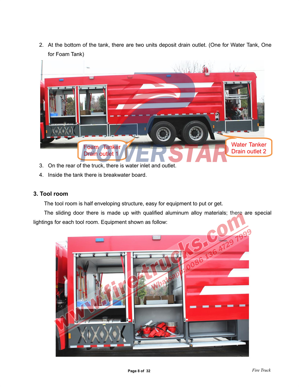 POWERSTAR ISUZU GIGA 6X4 Water Foam Fire Truck Manual