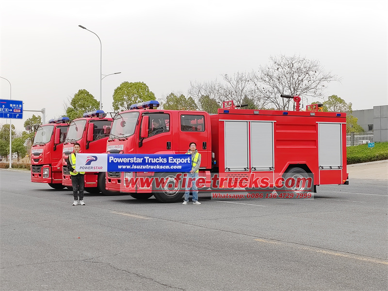 Isuzu fire tanker truck ready for SHANGHAI seaport for delivery