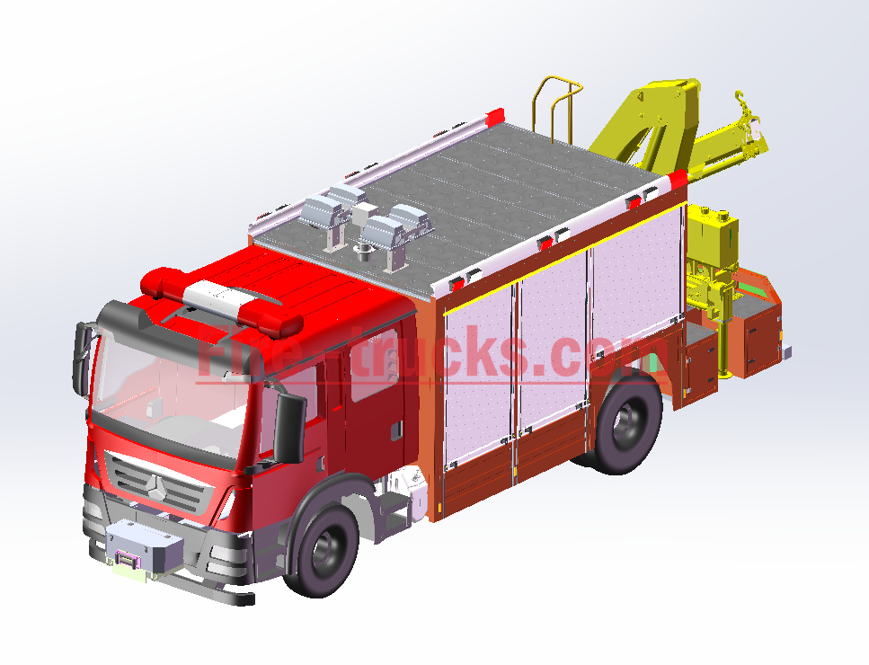 HOWO Rescue Fire Fighting Truck mounted Crane technical drawing
