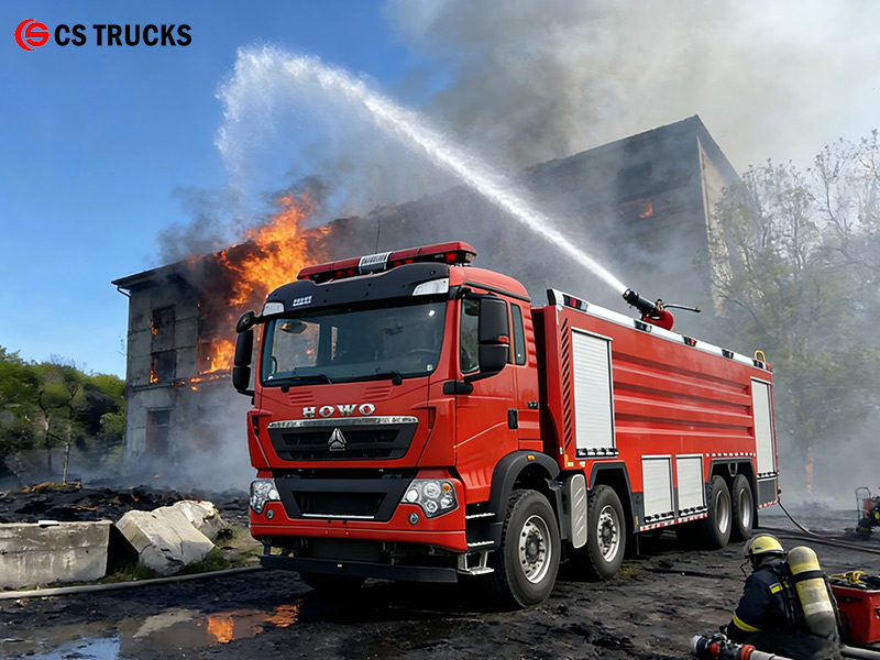 HOWO TX600 8X4 25000L foam fire truck