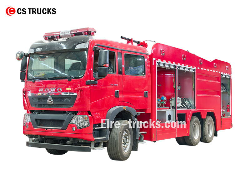 howo 3000L water and dry powder fire truck
