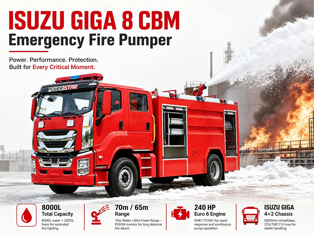 ISUZU GIGA 4X2 8000L Foam Tank Wildland Foam Engine Fire Truck Albania