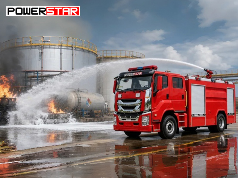 Powerstar Isuzu 4X2 8000L 240 HP Foam Fire Truck for Chemical Plant Fire Suppression