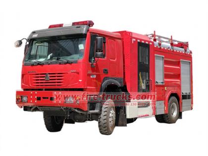 HOWO 4×4 off-road fire tanker truck