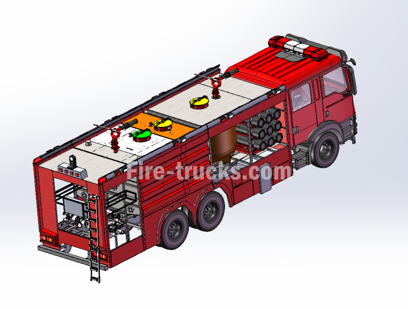 Dibujo técnico del camión de bomberos de polvo seco HOWO de Ghana