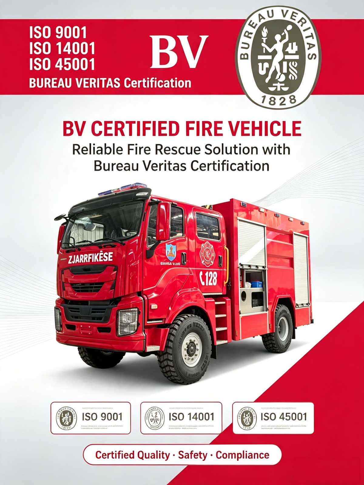 Camiones de bomberos GIGA ISUZU 4x4 con certificado BV Informe de condiciones de amarre
